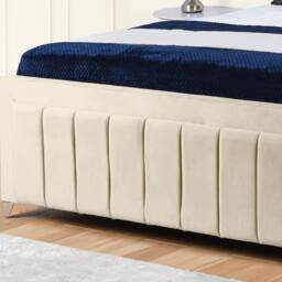 UK Bed Furniture Siarra Ottoman Gas Lift Upholstered Bed with 48 Inch Headboard in Cream - Size: Super King - thumbnail 3