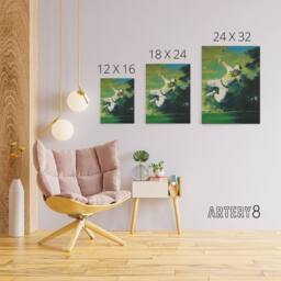 "Artery8 Cricket Match Outfield Diving Catch Canvas Wall Art Print in Green - Size: W24"" x H32""" - thumbnail 4