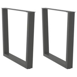 Berkfield Home Dining Table Legs V-Shape 2 pcs Anthracite 90x(72-73.3) cm Steel in Charcoal - thumbnail 2