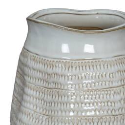 Lemon Pavilion Furniture and Decor Tava Wide Hewn Vase - Ceramic - L26 x W26 x H26 cm - White - thumbnail 3
