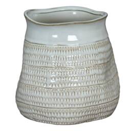 Lemon Pavilion Furniture and Decor Tava Wide Hewn Vase - Ceramic - L26 x W26 x H26 cm - White - thumbnail 1