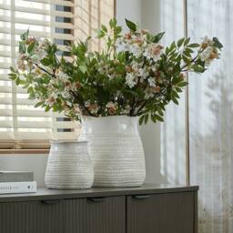 Lemon Pavilion Furniture and Decor Tava Wide Hewn Vase - Ceramic - L26 x W26 x H26 cm - White - thumbnail 5
