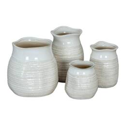 Lemon Pavilion Furniture and Decor Tava Wide Hewn Vase - Ceramic - L26 x W26 x H26 cm - White - thumbnail 4
