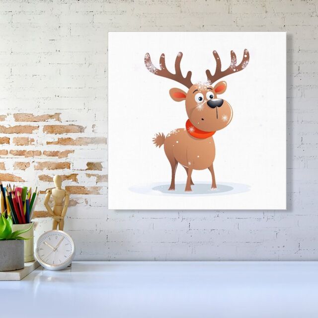 Warren Reed - Designer Reindeer In A Scarf Canvas - Size: w10 inch x h10 inch - image 1