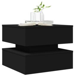 Berkfield Home Coffee Table with LED Lights Black 50x50x40 cm - Size: 50 x 50 x 40 cm - thumbnail 6