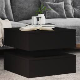 Berkfield Home Coffee Table with LED Lights Black 50x50x40 cm - Size: 50 x 50 x 40 cm - thumbnail 2