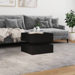 Berkfield Home Coffee Table with LED Lights Black 50x50x40 cm - Size: 50 x 50 x 40 cm - thumbnail 4