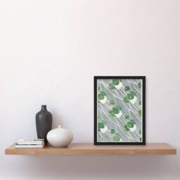 Artery8 Hannah Borger Overbeck Framed Wall Art Print Green Geometric Pattern in Grey - Size: A4 - thumbnail 2