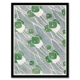Artery8 Hannah Borger Overbeck Framed Wall Art Print Green Geometric Pattern in Grey - Size: A4 - thumbnail 1