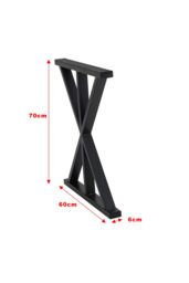 Living and Home 2 Pieces Black Metal Table Legs Heavy Duty Industrial Table Legs - thumbnail 2