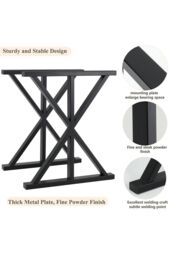 Living and Home 2 Pieces Black Metal Table Legs Heavy Duty Industrial Table Legs - thumbnail 4