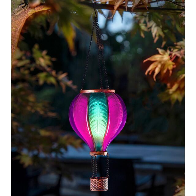 mysmartbuy Solar Powered Flaming Balloon Lantern - Outdoor Garden Hanging Light in Pink