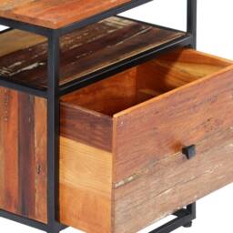 Berkfield Home Bedside Cabinet 40x30x50 cm Solid Reclaimed Wood & Steel in Brown - Size: 40 x 30 x 50 cm - thumbnail 5