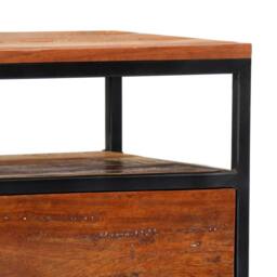 Berkfield Home Bedside Cabinet 40x30x50 cm Solid Reclaimed Wood & Steel in Brown - Size: 40 x 30 x 50 cm - thumbnail 6