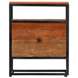 Berkfield Home Bedside Cabinet 40x30x50 cm Solid Reclaimed Wood & Steel in Brown - Size: 40 x 30 x 50 cm - thumbnail 4