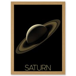 Artery8 NASA Our Solar System Saturn Planet Rings Cassini Mission Artwork Framed Wall Art Print A4 in Light Oak - thumbnail 1