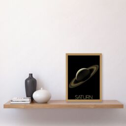 Artery8 NASA Our Solar System Saturn Planet Rings Cassini Mission Artwork Framed Wall Art Print A4 in Light Oak - thumbnail 2