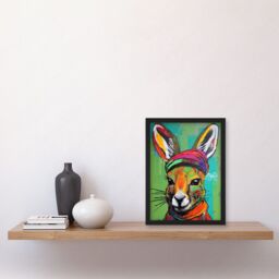 Artery8 Rabbit in Winter Clothes Colourful Graffiti Style Artwork Framed Wall Art Print A4 in Black - thumbnail 2