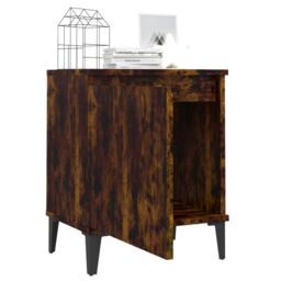 Berkfield Home Bed Cabinets with Metal Legs 2 pcs Smoked Oak 40x30x50 cm in Brown - Size: 40 x 30 x 50 cm - thumbnail 4