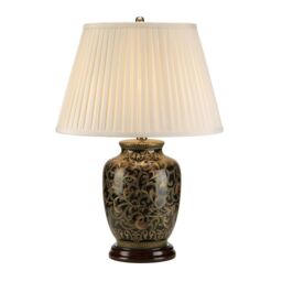 Loops Table Lamp Small Base Cream Double Pleat Shade Gold Black LED E27 60W