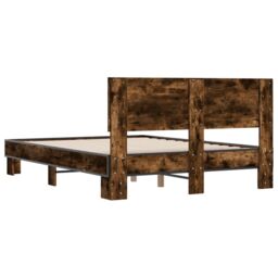 Berkfield Home Bed Frame without Mattress Smoked Oak 140x200 cm in Brown - thumbnail 6