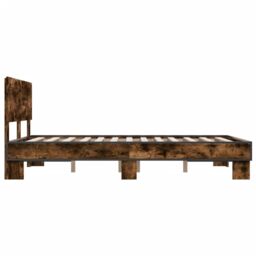 Berkfield Home Bed Frame without Mattress Smoked Oak 140x200 cm in Brown - thumbnail 5