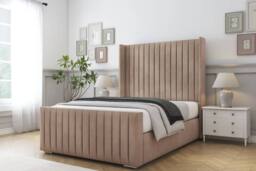 "Sloomy Marlborough Naples Frame-Mattress-50"" Upholstered Wingback Headboard in Light Brown - Size: Single" - thumbnail 2