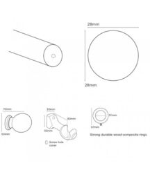 New Edge Blinds Complete Wooden Curtain Pole Set in Light Brown - Size: 240 cm - thumbnail 2