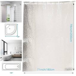 Hinsinc 200*180CM Thick 3D EVA Waterproof Shower Curtain in Clear - Size: 180 cm width x 180 cm drop - thumbnail 2