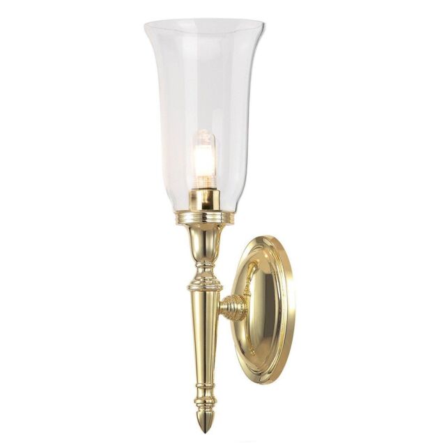 Netlighting Dryden 1 Light Bathroom Wall Light Polished Brass IP44 G9 in Yellow - image 1