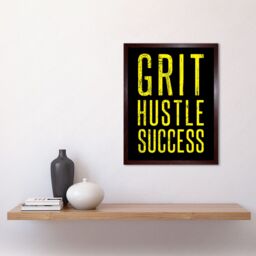 "Artery8 Wall Art Print Gym Motivation Grit Hustle Respect Exercise Workout Decor Art Framed in Brown - Size: W12"" x H16""" - thumbnail 2