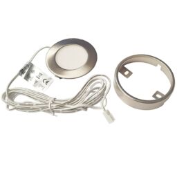 Loops 2x BRUSHED NICKEL Round Surface or Flush Under Cabinet Kitchen Light & Driver Kit - Natural White LED in Metallics - thumbnail 4