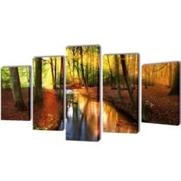 Berkfield Home Romantic Canvas Wall Print Set Forest 200 x 100 cm - thumbnail 2