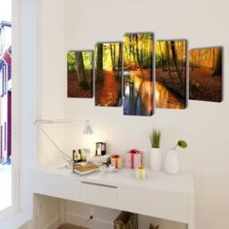 Berkfield Home Romantic Canvas Wall Print Set Forest 200 x 100 cm - thumbnail 3