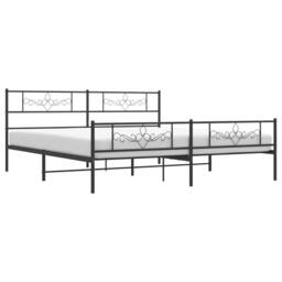 Berkfield Home Metal Bed Frame with Headboard & Footboard Black Super King Size - thumbnail 3