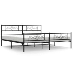 Berkfield Home Metal Bed Frame with Headboard & Footboard Black Super King Size - thumbnail 2