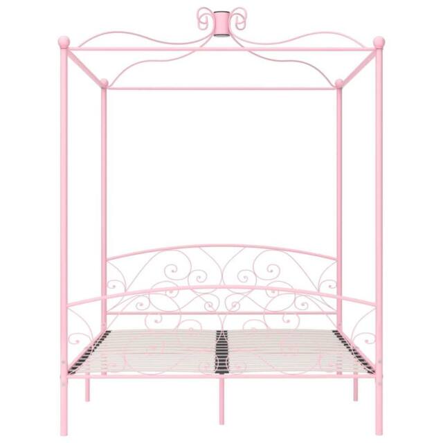 Berkfield Home Elegant Canopy Bed Frame Pink Metal 160x200 cm - image 1