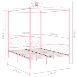 Berkfield Home Elegant Canopy Bed Frame Pink Metal 160x200 cm - thumbnail 6