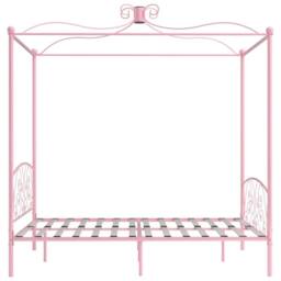 Berkfield Home Elegant Canopy Bed Frame Pink Metal 160x200 cm - thumbnail 4