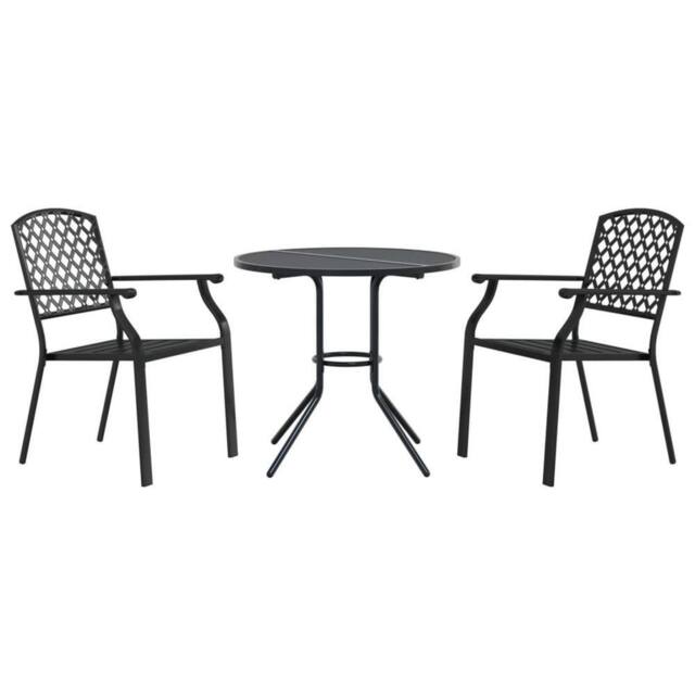 Berkfield Home Stackable Garden Chair Set 3 pcs Anthracite Powder-coated Steel in Black - image 1