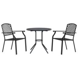 Berkfield Home Stackable Garden Chair Set 3 pcs Anthracite Powder-coated Steel in Black - thumbnail 1