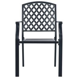 Berkfield Home Stackable Garden Chair Set 3 pcs Anthracite Powder-coated Steel in Black - thumbnail 5
