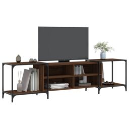 Berkfield Home TV Cabinet Brown Oak 203x37x50 cm Engineered Wood - Size: 203 x 37 x 50 cm - thumbnail 3
