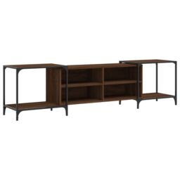 Berkfield Home TV Cabinet Brown Oak 203x37x50 cm Engineered Wood - Size: 203 x 37 x 50 cm - thumbnail 2