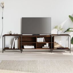 Berkfield Home TV Cabinet Brown Oak 203x37x50 cm Engineered Wood - Size: 203 x 37 x 50 cm - thumbnail 1