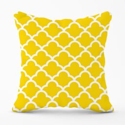 Warren Reed - Designer Geometric Yellow Quatrefoil Wave Outdoor Cushion - Size: 60 cm x 60 cm - thumbnail 1