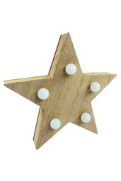 KDMD LED Wooden Star 20x20x3cm Brown - Size: 20 x 20 x 3 cm - thumbnail 2