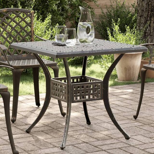 Berkfield Home Garden Table Bronze 80x80x75 cm Cast Aluminium in Brown - Size: 80 x 80 x 75 cm - image 1