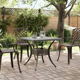 Berkfield Home Garden Table Bronze 80x80x75 cm Cast Aluminium in Brown - Size: 80 x 80 x 75 cm - thumbnail 3