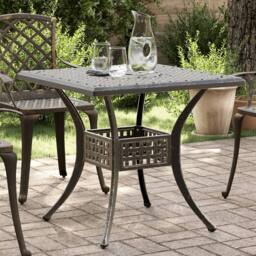 Berkfield Home Garden Table Bronze 80x80x75 cm Cast Aluminium in Brown - Size: 80 x 80 x 75 cm - thumbnail 1